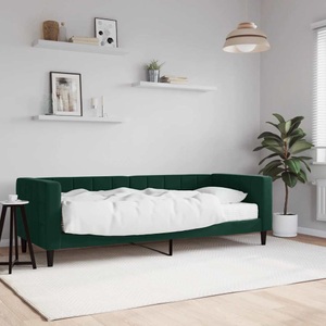 vidaXL, vidaXL Tagesbett mit Matratze Dunkelgrün 80x200 cm Samt