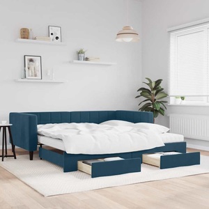 vidaXL, vidaXL Tagesbett Ausziehbar mit Schubladen Blau 100x200 cm Samt