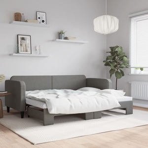 vidaXL, vidaXL Tagesbett Ausziehbar Dunkelgrau 80x200 cm Stoff, vidaXL Tagesbett Ausziehbar Dunkelgrau 80x200 cm Stoff
