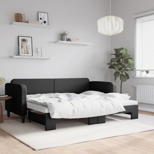 vidaXL, vidaXL Tagesbett Ausziehbar Schwarz 80x200 cm Stoff