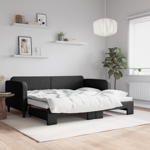 vidaXL, vidaXL Tagesbett Ausziehbar Schwarz 90x200 cm Stoff