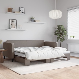vidaXL, vidaXL Tagesbett Ausziehbar Taupe 90x200 cm Stoff