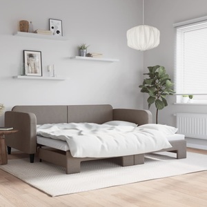 vidaXL, vidaXL Tagesbett Ausziehbar Taupe 100x200 cm Stoff