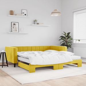 vidaXL, vidaXL Tagesbett Ausziehbar mit Matratzen Gelb 100x200 cm Samt, 