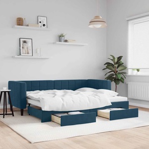 vidaXL, vidaXL Tagesbett Ausziehbar mit Schubladen Blau 80x200 cm Samt