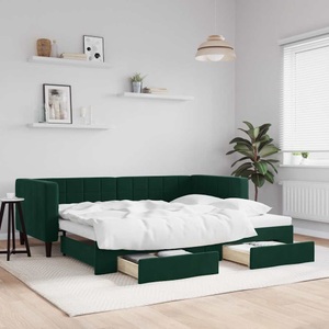 vidaXL, vidaXL Tagesbett Ausziehbar mit Schubladen Dunkelgrün 80x200 cm Samt