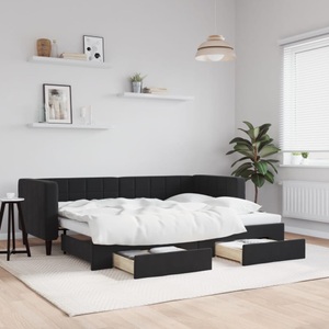 vidaXL, vidaXL Tagesbett Ausziehbar mit Schubladen Schwarz 80x200 cm Samt