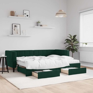 vidaXL, vidaXL Tagesbett Ausziehbar mit Schubladen Dunkelgrün 80x200 cm Samt