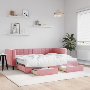 vidaXL, vidaXL Tagesbett Ausziehbar mit Schubladen Rosa 80x200 cm Samt