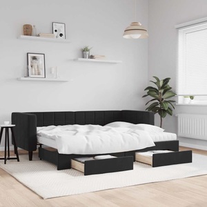 vidaXL, vidaXL Tagesbett Ausziehbar mit Schubladen Schwarz 80x200 cm Samt