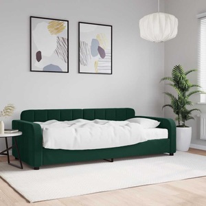 vidaXL, vidaXL Tagesbett mit Matratze Dunkelgrün 90x200 cm Samt