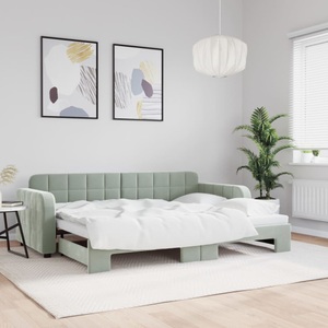 vidaXL, vidaXL Tagesbett Ausziehbar Hellgrau 80x200 cm Samt