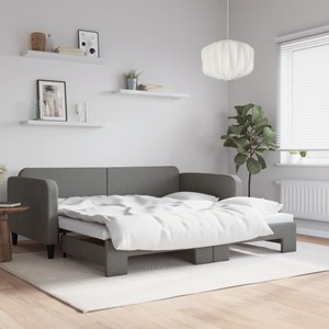 vidaXL, vidaXL Tagesbett Ausziehbar Dunkelgrau 90x190 cm Stoff