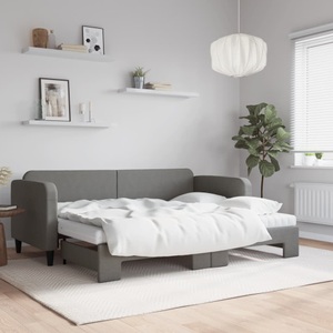 vidaXL, vidaXL Tagesbett Ausziehbar mit Matratzen Dunkelgrau 80x200 cm Stoff