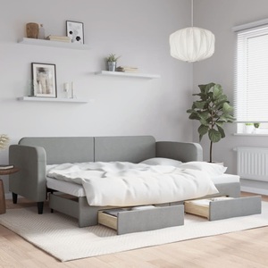 vidaXL, vidaXL Tagesbett Ausziehbar mit Schubladen Hellgrau 80x200 cm Stoff