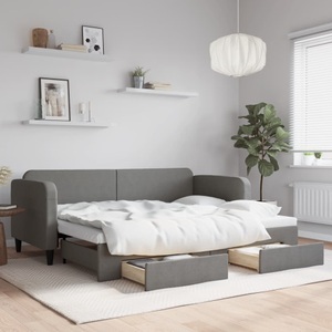 vidaXL, vidaXL Tagesbett Ausziehbar mit Schubladen Dunkelgrau 80x200 cm Stoff