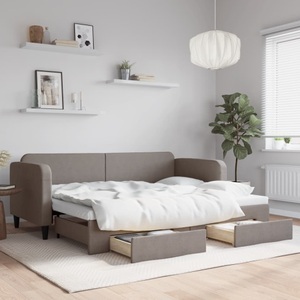 vidaXL, vidaXL Tagesbett Ausziehbar mit Schubladen Taupe 80x200 cm Stoff