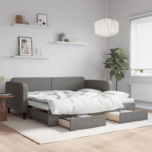 vidaXL, vidaXL Tagesbett Ausziehbar mit Schubladen Dunkelgrau 90x200 cm Stoff