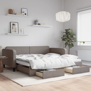 vidaXL, vidaXL Tagesbett Ausziehbar mit Schubladen Taupe 100x200 cm Stoff