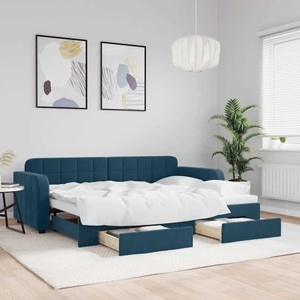 vidaXL, vidaXL Tagesbett Ausziehbar mit Schubladen Blau 80x200 cm Samt