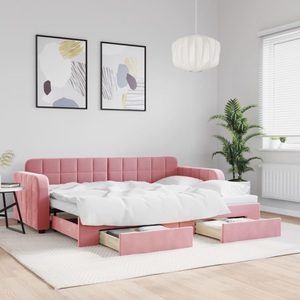 vidaXL, vidaXL Tagesbett Ausziehbar mit Schubladen Rosa 80x200 cm Samt