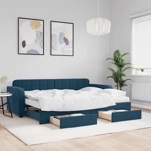 vidaXL, vidaXL Tagesbett Ausziehbar mit Schubladen Blau 80x200 cm Samt
