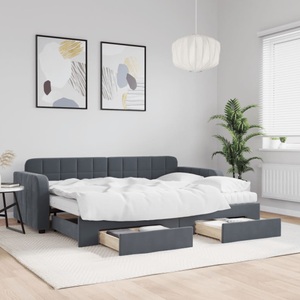 vidaXL, vidaXL Tagesbett Ausziehbar mit Schubladen Dunkelgrau 80x200 cm Samt