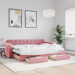 vidaXL, vidaXL Tagesbett Ausziehbar mit Schubladen Rosa 80x200 cm Samt