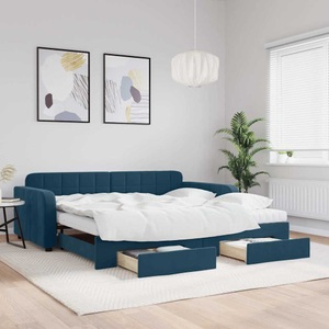 vidaXL, vidaXL Tagesbett Ausziehbar mit Schubladen Blau 100x200 cm Samt