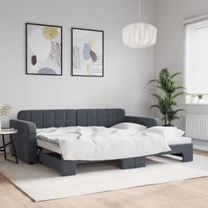 vidaXL, vidaXL Tagesbett Ausziehbar Dunkelgrau 90x200 cm Samt