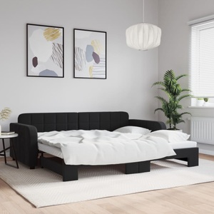 vidaXL, vidaXL Tagesbett Ausziehbar Schwarz 90x200 cm Samt