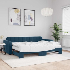 vidaXL, vidaXL Tagesbett Ausziehbar mit Matratzen Blau 80x200 cm Samt
