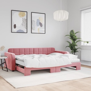vidaXL, vidaXL Tagesbett Ausziehbar mit Matratzen Rosa 80x200 cm Samt