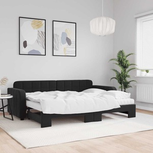 vidaXL, vidaXL Tagesbett Ausziehbar mit Matratzen Schwarz 80x200 cm Samt
