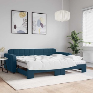 vidaXL, vidaXL Tagesbett Ausziehbar mit Matratzen Blau 90x200 cm Samt