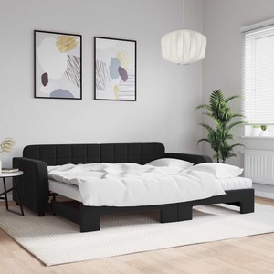 vidaXL, vidaXL Tagesbett Ausziehbar mit Matratzen Schwarz 90x200 cm Samt