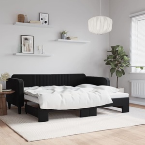 vidaXL, vidaXL Tagesbett Ausziehbar Schwarz 90x200 cm Samt