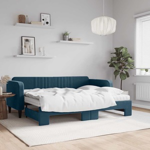 vidaXL, vidaXL Tagesbett Ausziehbar mit Matratzen Blau 80x200 cm Samt