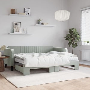 vidaXL, vidaXL Tagesbett Ausziehbar mit Matratzen Hellgrau 80x200 cm Samt