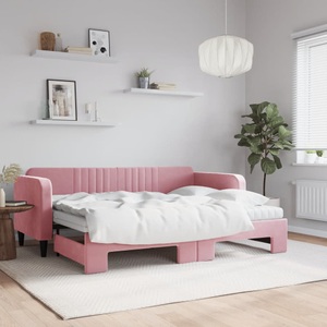 vidaXL, vidaXL Tagesbett Ausziehbar mit Matratzen Rosa 80x200 cm Samt
