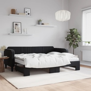 vidaXL, vidaXL Tagesbett Ausziehbar mit Matratzen Schwarz 80x200 cm Samt
