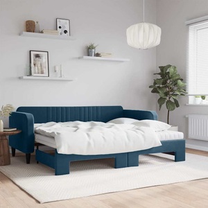 vidaXL, vidaXL Tagesbett Ausziehbar mit Matratzen Blau 90x200 cm Samt