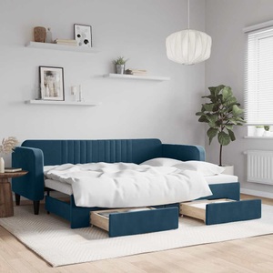 vidaXL, vidaXL Tagesbett Ausziehbar mit Schubladen Blau 80x200 cm Samt
