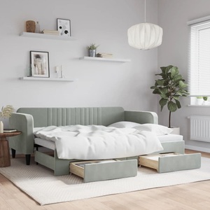vidaXL, vidaXL Tagesbett Ausziehbar mit Schubladen Hellgrau 80x200 cm Samt