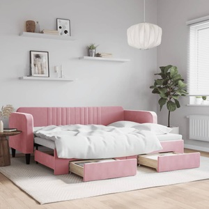 vidaXL, vidaXL Tagesbett Ausziehbar mit Schubladen Rosa 80x200 cm Samt