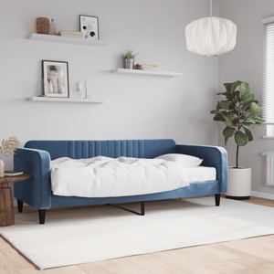 vidaXL, vidaXL Tagesbett mit Matratze Blau 90x200 cm Samt, vidaXL Tagesbett mit Matratze Blau 90x200 cm Samt