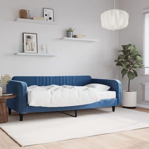 vidaXL, vidaXL Tagesbett mit Matratze Blau 100x200 cm Samt, vidaXL Tagesbett mit Matratze Blau 100x200 cm Samt