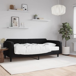 vidaXL, vidaXL Tagesbett mit Matratze Schwarz 100x200 cm Samt, vidaXL Tagesbett mit Matratze Schwarz 100x200 cm Samt