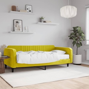 vidaXL, vidaXL Tagesbett mit Matratze Gelb 100x200 cm Samt, vidaXL Tagesbett mit Matratze Gelb 100x200 cm Samt