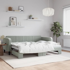 vidaXL, vidaXL Tagesbett Ausziehbar Hellgrau 80x200 cm Samt